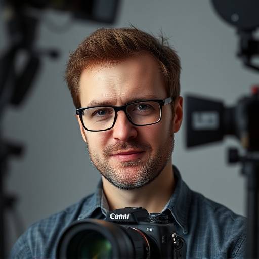 Portret van Julian de Graaf, mede-oprichter en technisch expert bij Studio Luminositeit, geconcentreerd kijkend naar zijn camera.