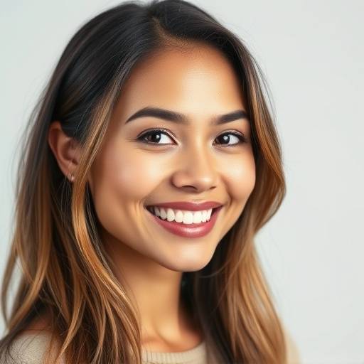 Professioneel portret van een glimlachende vrouw in de studio